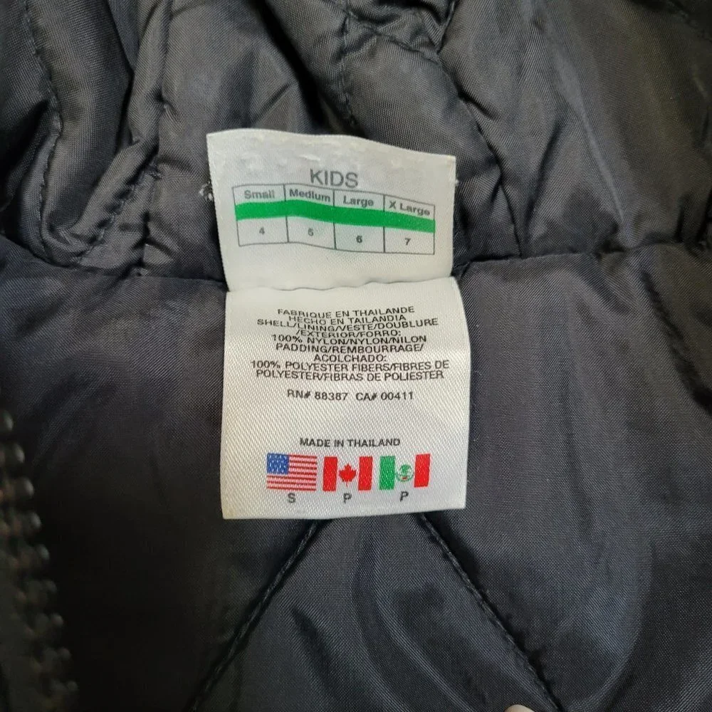 Adidas Black Hooded Quilted 3 Stripe Puffer Jacket Boys - Small (Size 4)